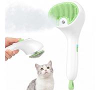 Euqvunn Cepillo a Vapor para Gatos con Botón de Liberación, [Diseño Ultra-Silencioso/Mango Ergonómico] Cepillo Gato Vapor Recargable para Mascotas, Cepillo para Gatos y Perros(Verde)