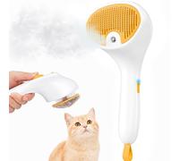 Euqvunn Cepillo a Vapor para Gatos con Botón de Liberación, [Diseño Ultra-Silencioso/Mango Ergonómico] Cepillo gato Vapor Recargable para Mascotas, Cepillo para Gatos y Perros(amarillo)