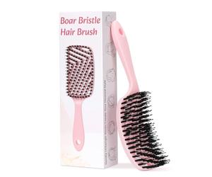 Euqvunn Cepillo Cerdas Jabalí de Doble Filamento, Peine Antitirones para Desenredar Sin Dolor, Aportar Brillo, Equilibrar Aceite Natural y Masajear el Cuero Cabelludo, Suave con Cabello Grueso/Largo