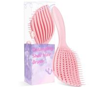Euqvunn Cepillo Pelo Rizado, Cepillo Antitirones con 8 Cerdas Flexibles para Cabello Seco y Húmedo, Aporta Volumen, Rosa