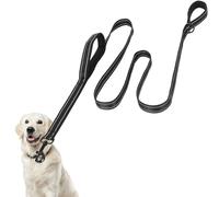 Euqvunn Correa para Perros Larga 2 Metros con Asas Acolchadas Dobles | Reflectante | Dos Modos de tracción | Cuerda Perro para Perros Grandes y medianos | Correa de Control y Entrenamiento | Negro