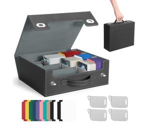 Euqvunn Deck Box con asa y cierre giratorio, admite hasta 2100 cartas con funda simple, incluye 4 soportes para cartas y 12 separadores, compatible con cartas de 63 × 88 mm