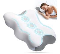 Euqvunn 【Diseño Mejorado de 3 Ranuras】 Almohada ergonómica de Espuma viscoelástica - Alivio para Cuello y Hombros, Funda refrescante de Seda fría, 3 Alturas, Ideal para Todas Las Posiciones al Dormir