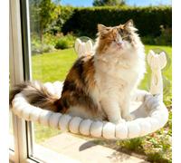 Euqvunn Hamaca Gato Ventana- Capacidad de 15 kg con Cojín Lavable de Doble Cara, Cama Gato Ventana para Gatos de Interior, Ideal para Tomar el Sol, Dormir y Observar Pájaros