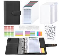 Euqvunn Libreta de Ahorro, Libreta Ahorro Dinero A6 con Sobres para Efectivo, Cierres Ajustables Carpeta de Ahorro de Dinero, Budget Planner para Organizador de Dinero, Agenda Ahorro A6 - Negro