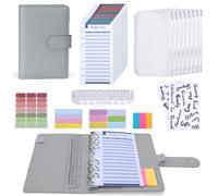 Euqvunn Libreta de Ahorro, Libreta Ahorro Dinero A6 con Sobres para Efectivo, Cierres Ajustables Carpeta de Ahorro de Dinero, Budget Planner para Organizador de Dinero, Agenda Ahorro A6 - Gris