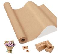 Euqvunn Papel Kraft, Natural Reciclable, 40cm x 15m, 80g/㎡ Resistente a la Rotura para Artes y Manualidades, Rollo de Papel Kraft para Empaque de Regalos, Paper Kraft para Relleno de Vacíos