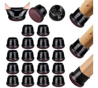Euqvunn Protector Patas Sillas, 18Pcs Tapones Sillas Redondos con Almohadillas de Fieltro, Cubre Patas TPE Negro para Suelos de Madera, Tacos para Pata de Silla (para: 35-45mm)