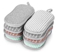 Euqvunn Set de 8 Estropajo Cocina Platos Doble Lado, Esponja de Cocina Antirayaduras, Almohadillas de Fregado de Larga Duración, Productos de Limpieza para Cocina y Baño, 9,5 * 16 cm (4 Colores)