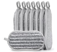 Euqvunn Set de 8 Estropajo Cocina Platos Doble Lado, Esponja de Cocina Antirayaduras, Almohadillas de Fregado de Larga Duración, Productos de Limpieza para Cocina y Baño, 9,5 * 16 cm (Gris)