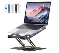 Euqvunn Soporte Portatil, Plegable Laptop Stand con Base Giratoria 360°, Elevador Portatil Ventilado de Acero al Carbono, Altura y ángulo Ajustables, Compatible con MacBook Pro/Air, 11-16"(Negro)
