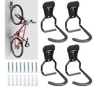 Euqvunn Soportes de Pared para Bicicletas - Ganchos de Pared Resistentes de 35KG, Colgador Bicicleta Pared Vertical, Compatible con Bicicleta de Montaña/Carretera (Negro, 4 Unidades)