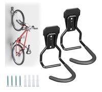 Euqvunn Soportes de Pared para Bicicletas - Ganchos de Pared Resistentes de 35KG, Colgador Bicicleta Pared Vertical, Compatible con Bicicleta de Montaña/Carretera (Negro, 2 Unidades)