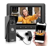 Eura VDP-45A3-TY Alpha+ Tuya videoportero WiFi, 4 Hilos, Monitor en Color de 7 Pulgadas, Negro