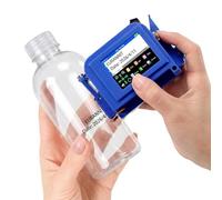 Eurannit Mini impresora de inyección de tinta portátil E11 con rueda transportadora externa y tapa de boquilla, altura de impresión de 0.5 pulgadas para botellas, superficies curvas y planas, portátil