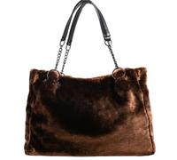 EURDFHY Bolso De Peluche Plush Bag Popular And Fashionable Winter Women Shoulder Female Chain Larger Capacity Tote(Brown)