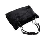 EURDFHY Bolso De Peluche Plush Bag Popular And Fashionable Winter Women Shoulder Female Chain Larger Capacity Tote(Black)