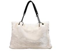 EURDFHY Bolso De Peluche Plush Bag Popular And Fashionable Winter Women Shoulder Female Chain Larger Capacity Tote(Off white)