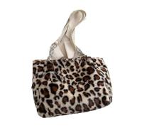 EURDFHY Bolso De Peluche Plush bag Simple Women Leopard Tote Bag Lady Shoulder Chain Large Capacity Commuter Handle(Color 2)
