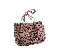 EURDFHY Bolso De Peluche Plush bag Simple Women Leopard Tote Bag Lady Shoulder Chain Large Capacity Commuter Handle(Color 1)