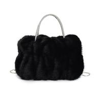 EURDFHY Bolso De Peluche Plush Bag Women Cloud Shaped Velvet Handbag Exquisite Soft Sparking Chain Crossbody Design Tote Bags(Black)