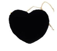 EURDFHY Bolso De Peluche Plush Bag Women Soft Heart Shaped Crossbody Handbag Shoulder Messenger(Black)