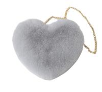 EURDFHY Bolso De Peluche Plush Bag Women Soft Heart Shaped Crossbody Handbag Shoulder Messenger(Grey)