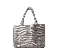 EURDFHY Bolsos de Paja Bolsos De Mano For Mujer, Diseñador, Tejidos A La Moda, Y Carteras Lujo Gran Capacidad, Hombro For Playa, Viajes, Etc(Sliver)