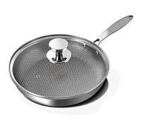 EURDFHY sarten wok 26/28cm Frying Pans With Lid,Stainless Steel Nonstick Pan Honeycomb Skillet(26cm with lid)