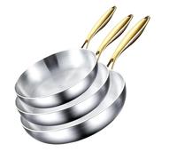 EURDFHY sarten wok 3PCS Stainless Steel Frying Pan Set 22/24/26/28CM 2MM Thick 5-Ply Wok(3PCS-A)
