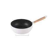 EURDFHY sarten wok Non-stick Frying Pan Wok Ceramic Coating Surface Aluminum Wood Handle Cooking Easy Clean(28cm white)
