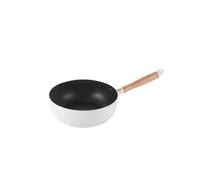 EURDFHY sarten wok Non-stick Frying Pan Wok Ceramic Coating Surface Aluminum Wood Handle Cooking Easy Clean(20cm white)