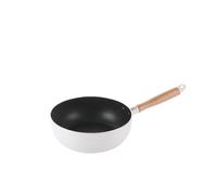 EURDFHY sarten wok Non-stick Frying Pan Wok Ceramic Coating Surface Aluminum Wood Handle Cooking Easy Clean(26cm white)