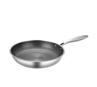 EURDFHY sarten wok Sartén antiadherente de acero inoxidable sin revestimiento 26/28/30 cm, multifuncional, con estructura panal engrosada(Diameter 30cm)