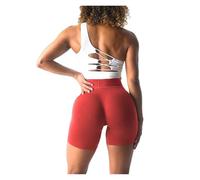 EURDFHY Yoga Pantalones Cortos Pantalones Cortos Deportivos sin Costuras de Licra for Mujer, elásticos, Transpirables, for Levantar la Cadera, for Deportes Ocio y Correr(Red,L)