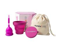 Eureka! Cup - Copa Menstrual Vaciable con Esterilizador Plegable | Silicona Médica Reutilizable | Alternativa Cómoda y Ecológica a Tampones | 3 Tallas (Extra Grande)