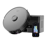 EUREKA E6 Plus Robot Aspirador y Fregasuelos, 5000Pa Succión Potente, Base de Vaciado Automático 2.5L,Sistema LiDAR preciso, Control por App, Diseño Anti-enredo, Ahorrador de Espacio,Mapa Multicapa