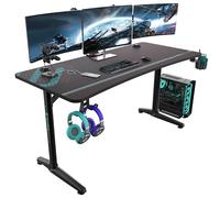 EUREKA ERGONOMIC Mesa Gaming 152x70 cm Gran Escritorio Gaming para Ordenador Escritorio de Computadora con Alfombrilla para Ratón, Portavasos y Gancho para Auriculares