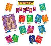 Eureka Juego de tablones de anuncios educativos de géneros literarios y decoraciones de aula para profesores, 24 piezas