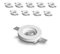 Eurekaled Portalámparas redondo de yeso cerámico para empotrar blanco, oferta de 10 unidades