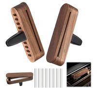 EUREKORA 2 unidades de difusor de aceites esenciales para coche con 8 almohadillas de recarga de madera para coche, ambientador interior con pinza de ventilación de madera para más diversión y placer