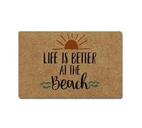 Eureya Felpudo Life is Better at The Beach Felpudo Interior/Exterior Cocina Alfombra Welcome, Goma Felpudo Home Decor 40 x 60 cm