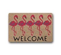 Eureya Felpudo Personalizado Welcome Flamingo Felpudo Alfombrilla de Goma Interior/Exterior Alfombra de decoración del hogar 40 x 60 cm