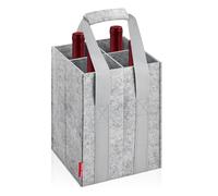Eurhomewit Bolsa Botella Vino 4 Cipartimentos, Bolsa de Fieltro para Vino Regalar, Bolsa de Transporte para Vino Botellas con Asas para Fiestas, Viajes, Picnics - Gris