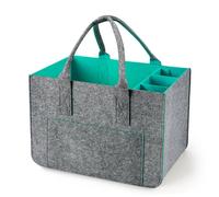 Eurhomewit Bolsa Compra de Fieltro con Compartimentos, 30 L Bolsa de Fieltro Plegable, Bolsa para Botellas de Vino/Bolsa para Leña/Cesto para Ropa/Cesto para Juguetes (Turquesa/1 Pieza)