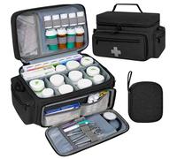 Eurhomewit Bolsa Médica, Bolsa de Primeros Auxilios Vacía, Bolsa de Emergencia Con Correa Para El Hombro, Bolsa Para Enfermeras y Médicos, Bolsa de Viaje Para Medicamentos (solo bolsa) (Negro)