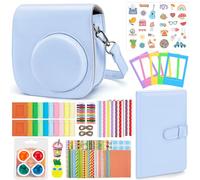 Eurhomewit Paquete De Accesorios para Instax Mini 12 Cámara Instantánea Incluye: Funda Camara/Album/Marcos/Filtro/Adhesivo de Dibujos Animados/Adhesivo de Bordes Y Esquinas - Pastel Blue