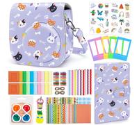 Eurhomewit Paquete De Accesorios para Instax Mini 12 Cámara Instantánea Incluye: Funda Camara/Album/Marcos/Filtro/Adhesivo de Dibujos Animados/Adhesivo de Bordes Y Esquinas -Estampado Morado