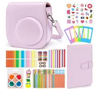 Eurhomewit Paquete De Accesorios para Instax Mini 12 Cámara Instantánea Incluye: Funda Camara/Album/Marcos/Filtro/Adhesivo de Dibujos Animados/Adhesivo de Bordes Y Esquinas - Blossom Pink