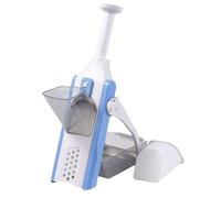 EURI | Cortador de Verduras Vertical 3 en 1 | Mandolina con 4 Tipos de Corte | Diseño Plegable, Cuchillas de Acero Inoxidable, Fácil de Limpiar | Picadora Manual | Rallador de Cocina | Blanco/Azul